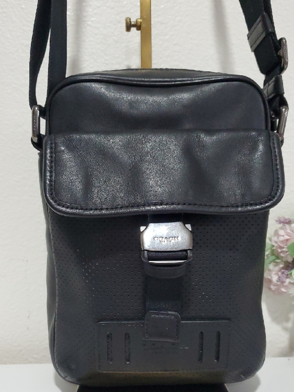 Rare Coach Ranger Shoulder/Crossbody Black Leather Unisex Bag - Picture 3 of 15